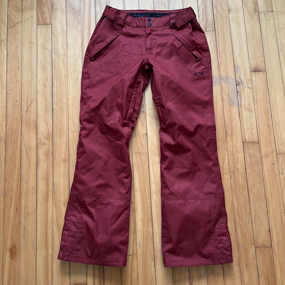 Oakley Regular Fit Ski Snowboard Pants Burgundy Women M Medium 10K Biozone